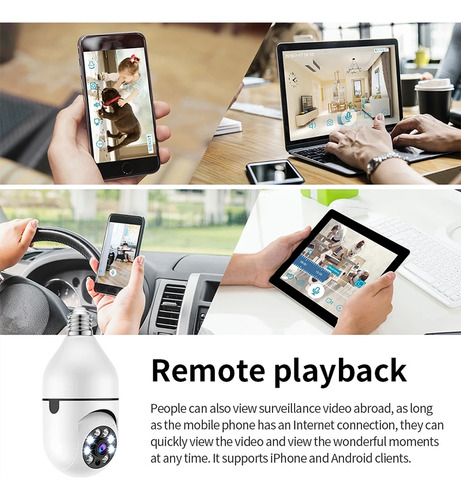 2.4g E27 Bombilla Wifi Cámara Versión Nocturna Protección