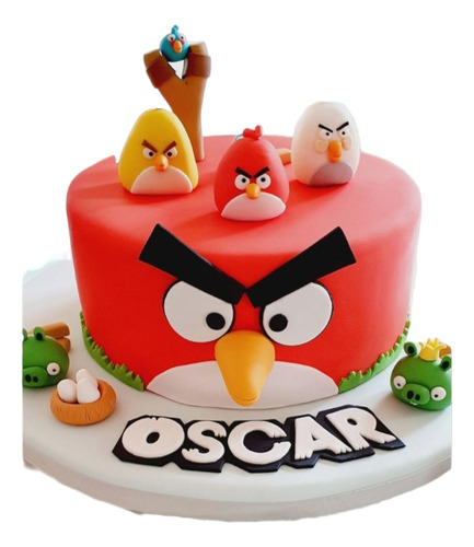 Adorno De Torta Temática Angry Birds X7 Personajes Porcelana