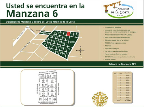 Se Vende Lote En Jardines De La Costa - Ruta 1 Km. 10