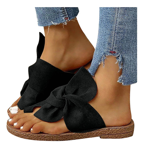 Zapatos Mujer Puntera Abierta Slide Bow-knot Sandalias Cómod 