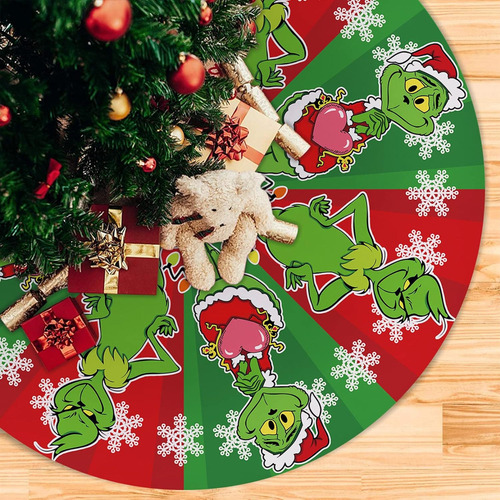 Falda Grinch Para Árbol De Navidad, 90 Cm, Adornada Con Cuel