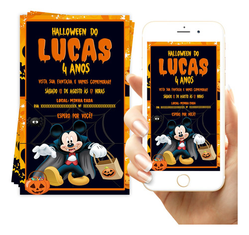 Convite Digital Mickey Halloween