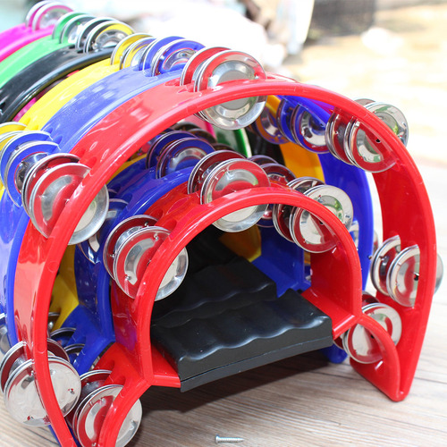 Pandereta De Metal Handbell Row Con Doble Jingles Para Niños