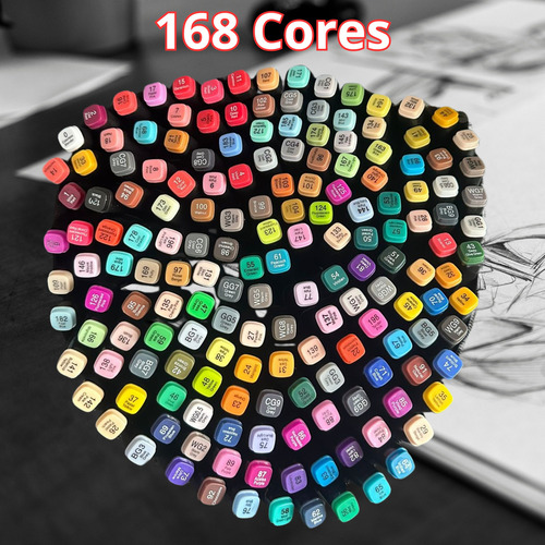 Marcador Conjunto Canetas Kit 168 Cores Permanente Ponta Cores Estojo Escolar Canetinha Touch