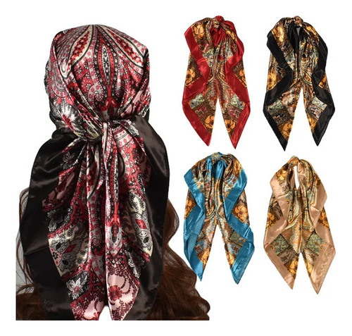 Cc Grande Cachecol De Seda Com Estampa Paisley Elegante