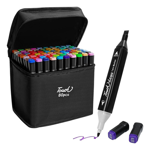 80 Colores Dual Brush Marker Pens, Marcadores Set Niño...