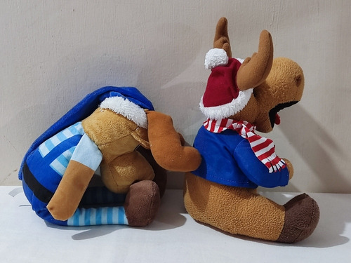 Lote 2 Peluches Promos Telcel, Renato El Reno 1 Con Gorrito. (Usado)