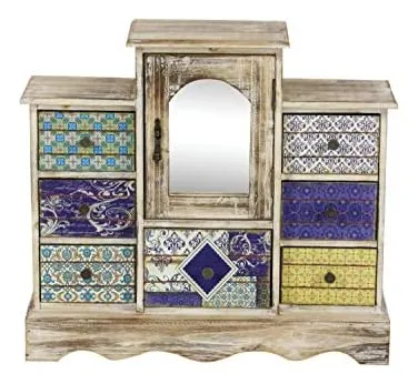 Deco 79 Joyero Rectangular De Madera, 18 X 6 X 16, Marrón Cl