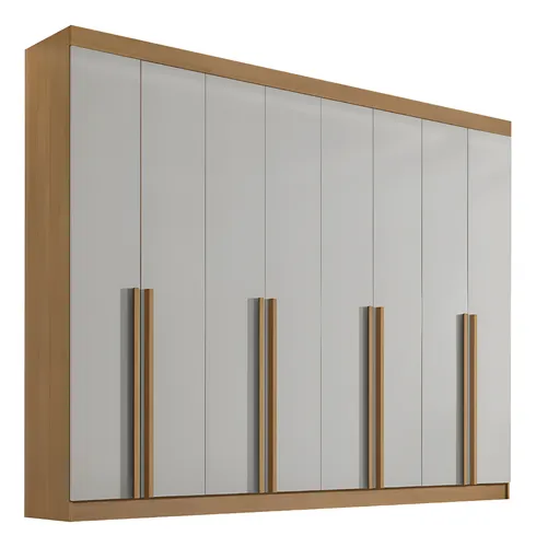 Guarda-roupa Casal D'Doro Móveis 8 Portas Cinamomo/Off White MDF