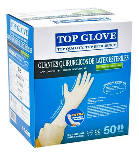 Guantes Quirurgicos Esteriles, Top Glove X50 Pares