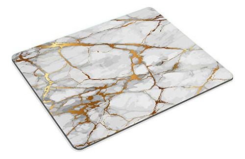 Alfombrilla De Ratón Smooffly, Mármol Blanco, Grano Dorado,