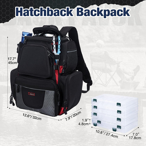 Mochila Para Aparejos De Pesca Piscifun Con 4 Cajas De Ap...