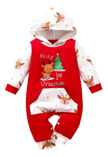 Ropa Primera Navidad Bebé Pants Con Capucha First Christmas