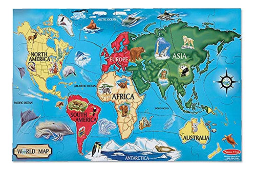 Melissa - Doug World Map Puzzle De Piso Jumbo Jigsaw (33 Pie