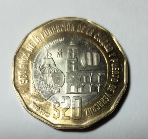 Moneda $20.00 - Conmemorativa 500 Años Fundación De Veracruz