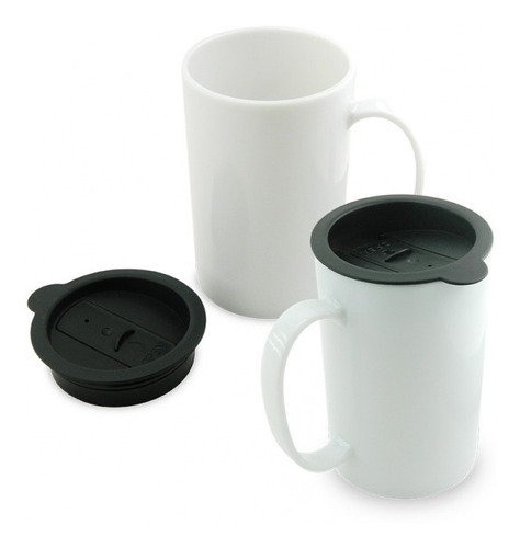 Mug Blanco Con Tapa Hermética 414 Ml