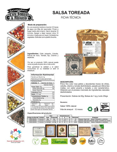Salsa Toreada Deshidratada En Trocitos 1kg, Especias Kosher