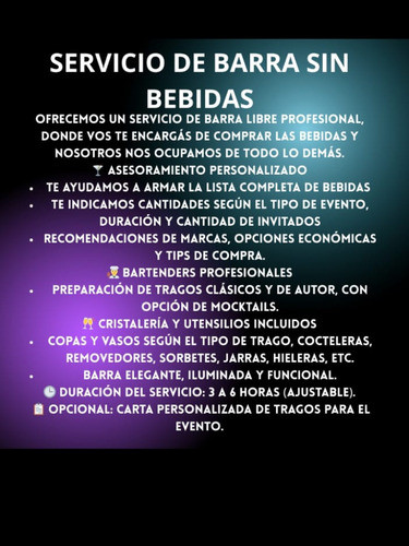 Barra De Tragos Para Eventos