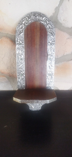 Repisa Altar De Madera Con Pewter