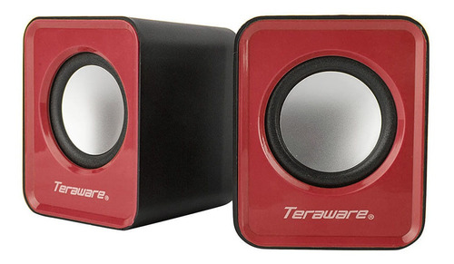 Parlantes Para Pc Teraware Usb 2.0 Y 3.5 Mm 3w Rojo