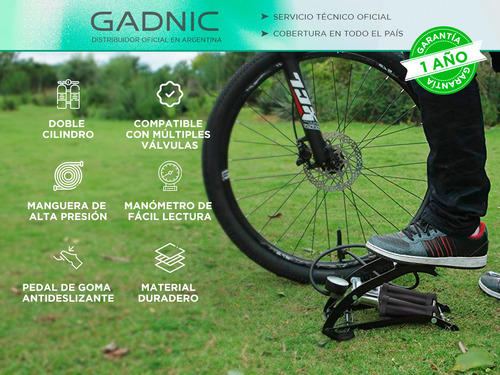 Inflador De Pie Gadnic Alta Calidad Universal Bicicleta