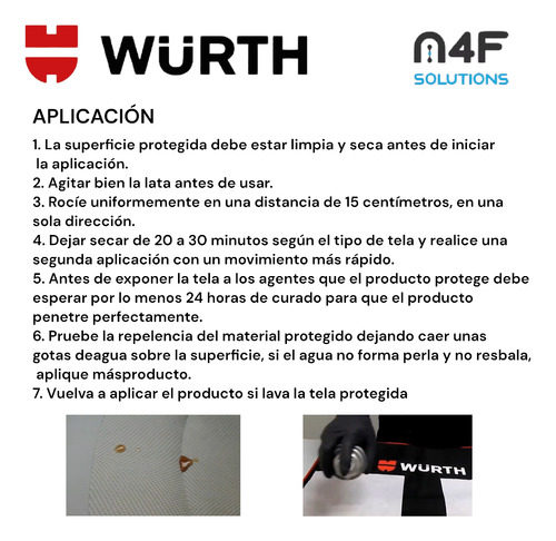 Wurth Protector Telas Auto Tapiceria Asientos 400 Ml 5 Pzas
