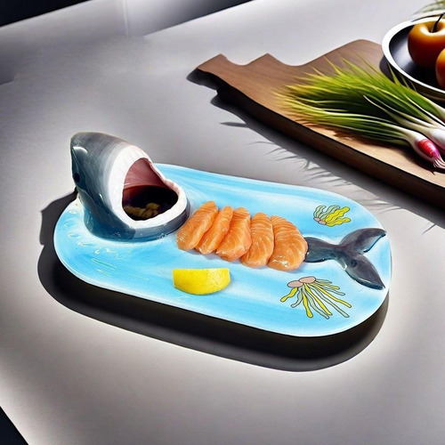 Placa De Sushi De Tiburón Plato Decorativo De Placa De
