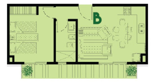 Imagen 5 de 6 de Se Vende Departamento Un Dormitorio, Ambientes Amplios, Frente C/balcón.