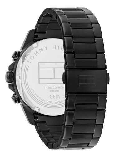 Reloj Tommy Hilfiger Hombre Multifunción 1710653 Malla Negro Bisel Negro Fondo Negro