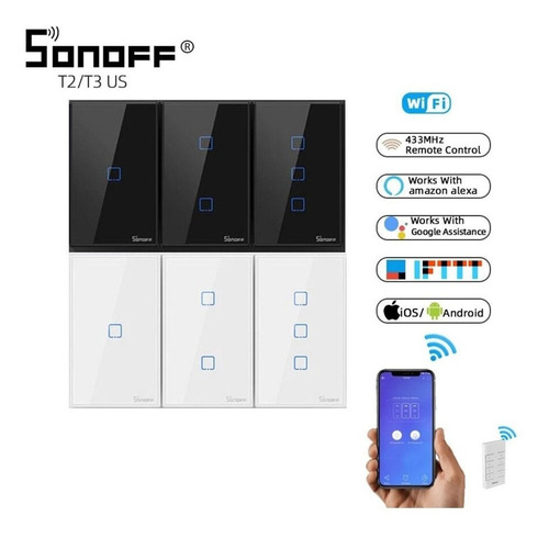 Imagem 10 de 10 de Interruptor Wifi Sonoff Touch 3 Botões Google Home Alexa