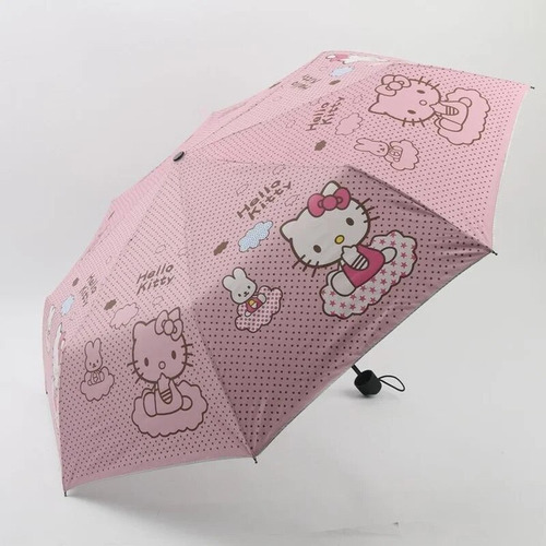 Guarda-chuva Fofo De Tecido Hello Kitty, Rosa, Mini Guarda-c