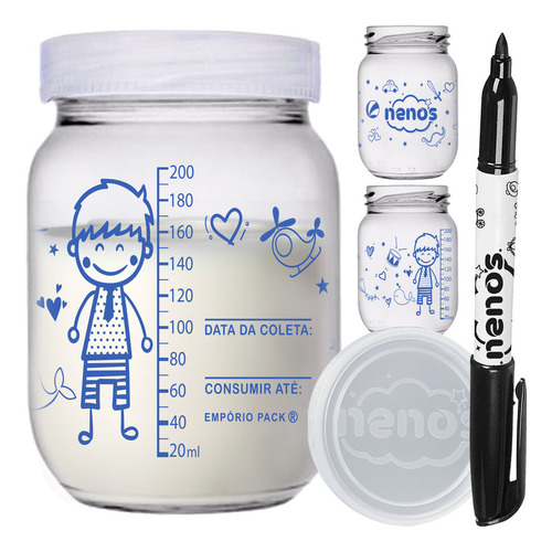 10 Potes De Vidro Armazenar Leite Materno, Graduação 200ml