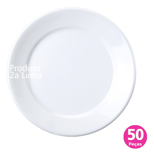 50 Pratos Sobremesa Branco Restaurante Porcelana 2a Linha