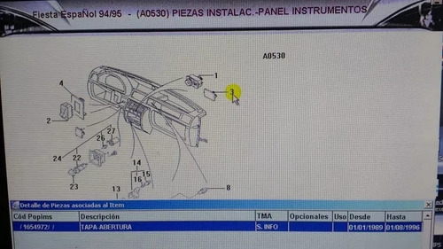 Tapa Ciega En Tablero Ford Fiesta Español 94/95 Original Negro