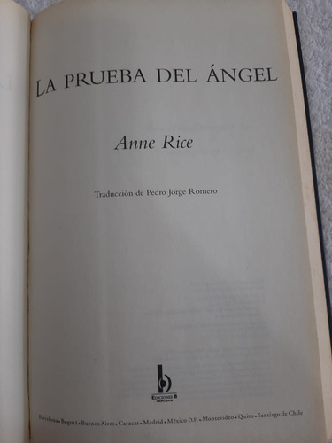 Libro La Prueba Del Angel- Anne Rice - Usado (Usado)