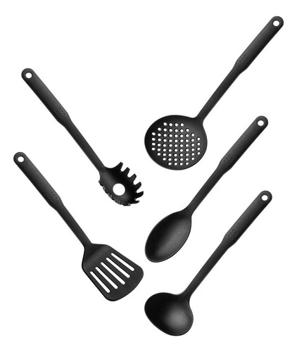 Kit De Utensílios Em Nylon Com 5 Peças Preto Up Home - Ud214