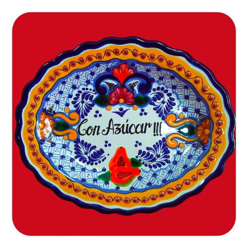 Imagen 9 de 9 de Platón Placa Talavera Poblana Personalizada Grande Plc