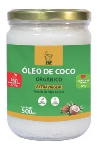 Imagem 1 de 3 de Oleo De Coco 500ml Orgânico Extravirgem Hf Suplements