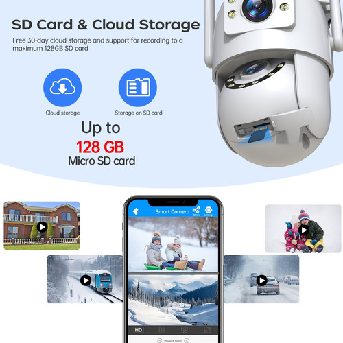 3pcs Cámara De Seguridad Lente Doble Ptz 6mp Wifi Nocturna
