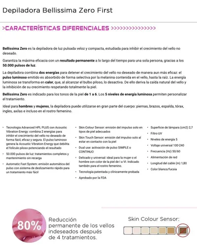 Depiladora Definitiva Bellissima Zero First Hpl 50k MercadoLibre