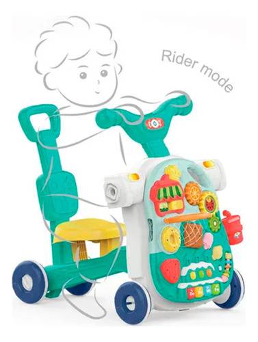 Caminador Mesa Didactica Bebe 4 En 1 Con Monopatin Cm12 Verde