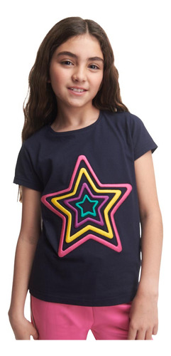 Playera Bordada Holly Land Kids 4501 Marino Para Niña