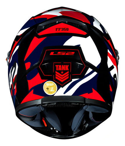 Casco Integral Para Moto LS2 FF358 Tank Azul Rojo Blanco Talle S