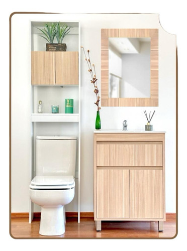 Mueble De Baño Con Espejo + Mueble Sobre Inodoro En Color