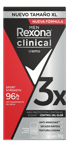 Desodorante Rexona Clinical Hombre Crema Sport Strength 58g