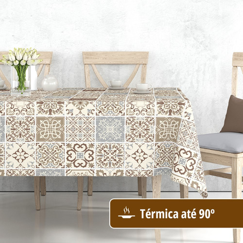 Toalha Mesa Plástica Térmica Azulejo Mr 8 E 10 Lugares 2,80