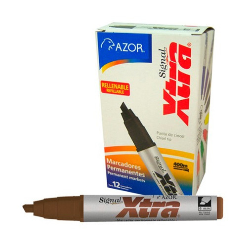 Marcador Permanente Azor Signal Xtra 40007 Cincel Cafe 12pzs