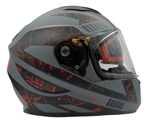 Casco Integral Con Lentes Ls2 Ff320 Evo Tect Grey Black Red