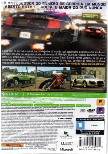 Jogo Midnight Club Los Angeles Xbox 360 Corrida Mídia Fisica