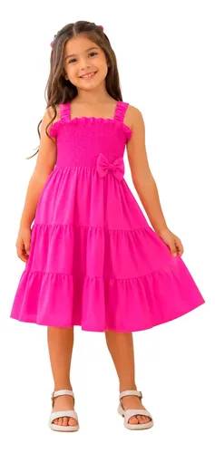 Vestido Infantil Midi Mr Modas Três Marias Com Laço
